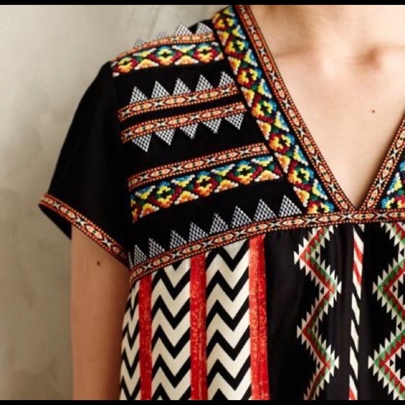 Anthropologie Tops - Anthropologie Chevron Enbroidered Top